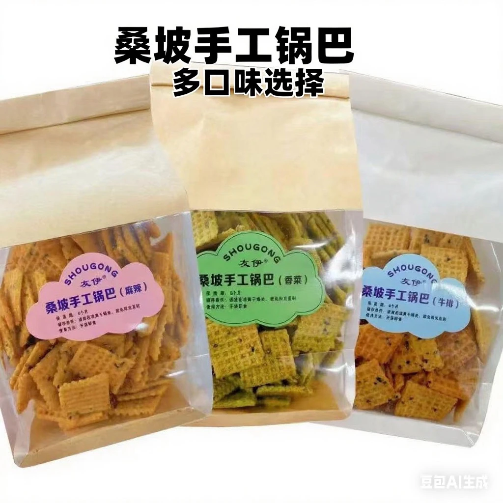 500g袋装友伊桑坡手工芝麻豆香锅巴多种口味追剧解馋休闲小零食
