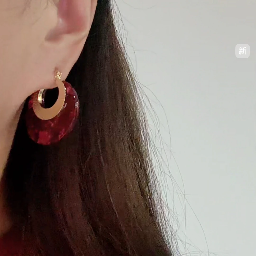 铜合金耳饰 鼎溢2025秋冬新款轻奢高级感复古豹纹耳扣网红气质yh