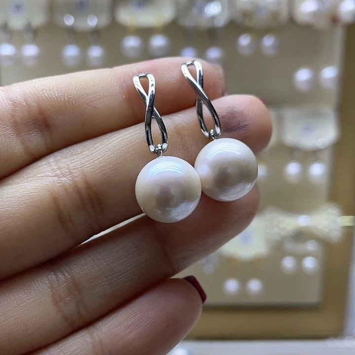 淡水珍珠耳饰银S925镶嵌