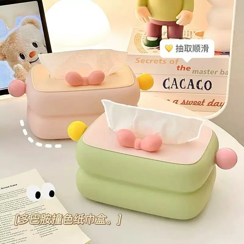 多巴胺撞色纸巾盒客厅茶几高级感餐巾纸盒创意家用卧室桌面收纳盒