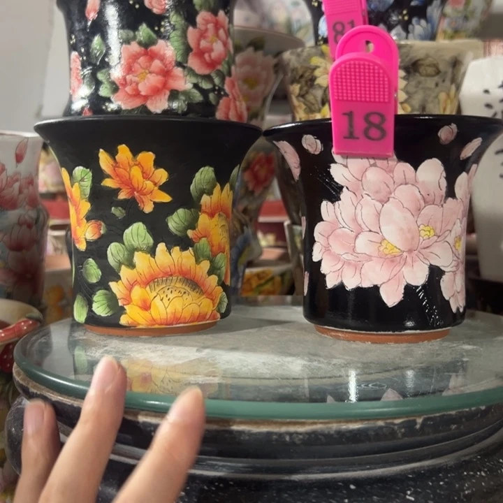 景德镇手绘花盆满38包邮偏远地区除外
