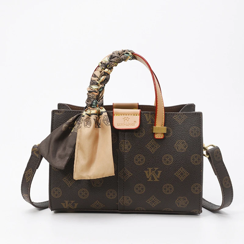 手提包新款时尚印花包包高级感撞色斜挎包时尚百搭通勤女士手提包