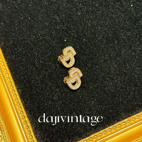 99新 DIOR/迪奥 大吉中古/Dior迪奥cd满钻耳夹