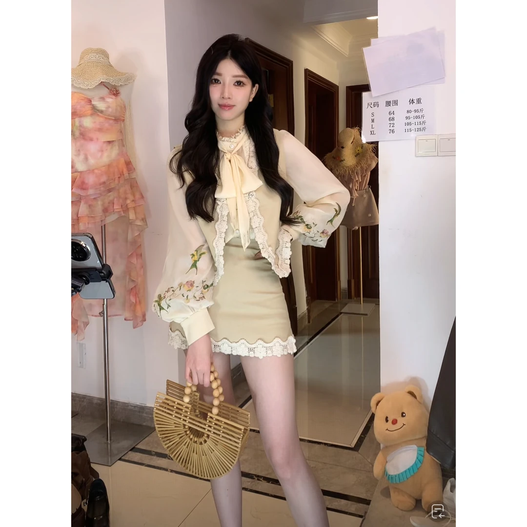辣妹风休闲风法式时尚套装长袖裙子秋季小香风复古
