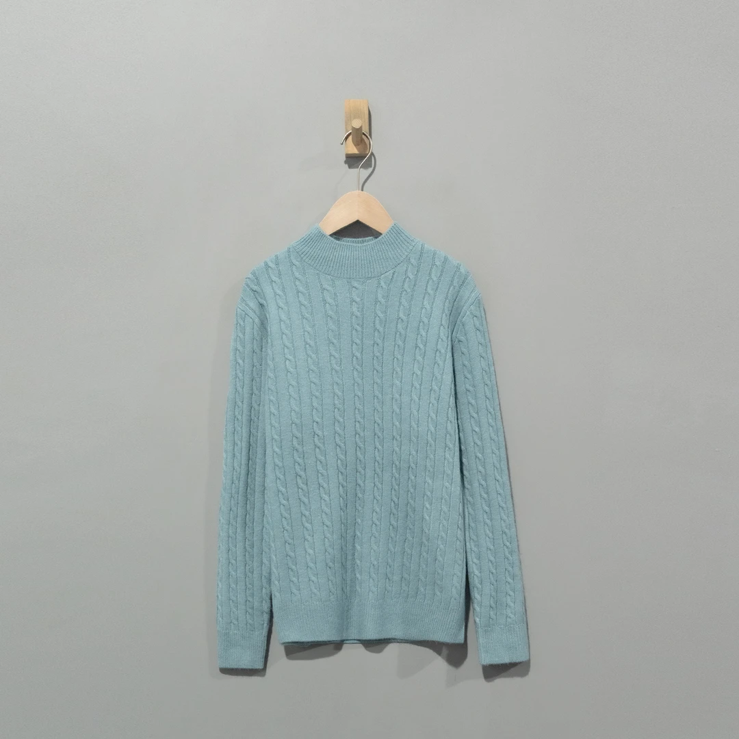 【且听风吟】0616667文艺半高领绞花百搭休闲毛衣    衣长63胸围110