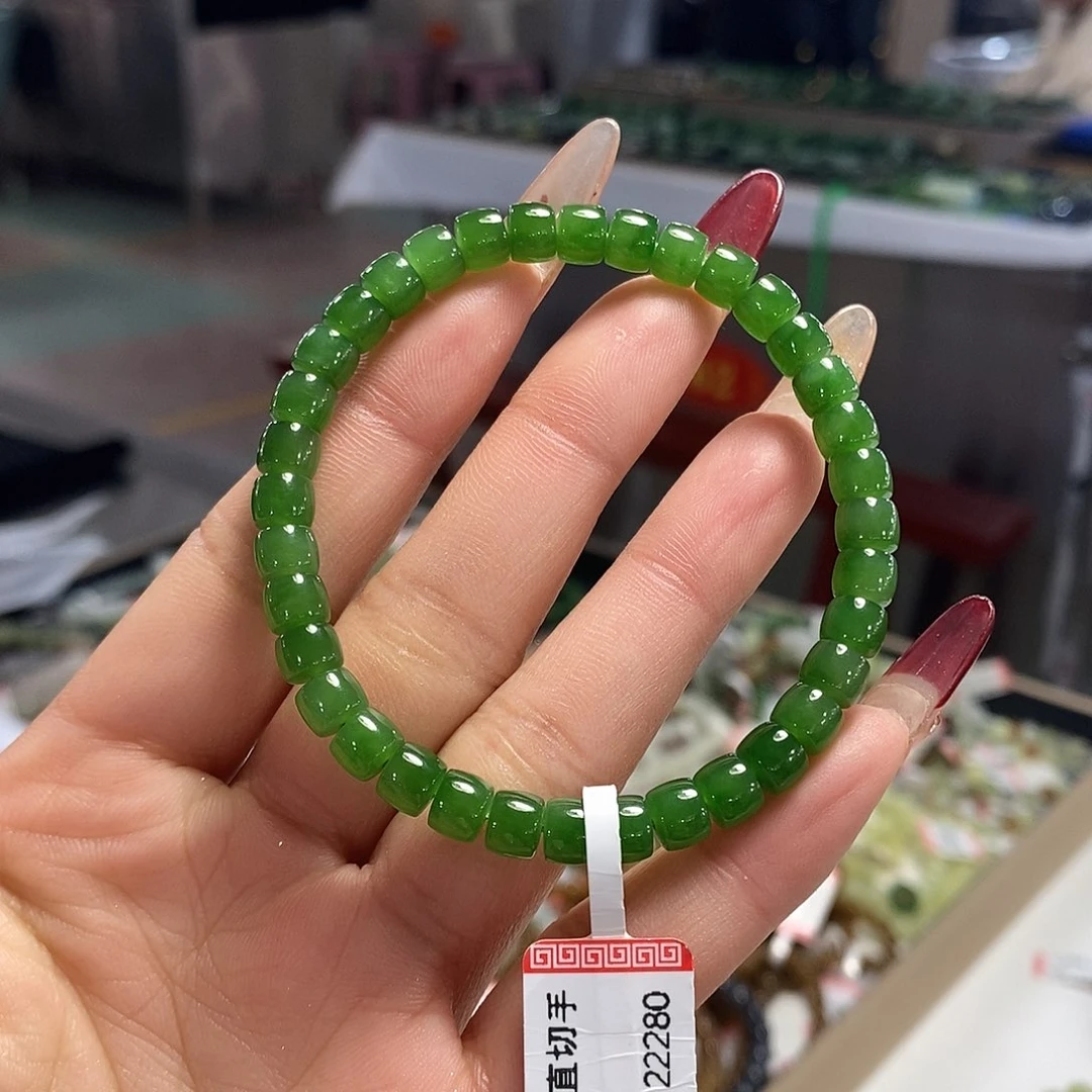 和田玉精品碧玉直切6mm未镶嵌