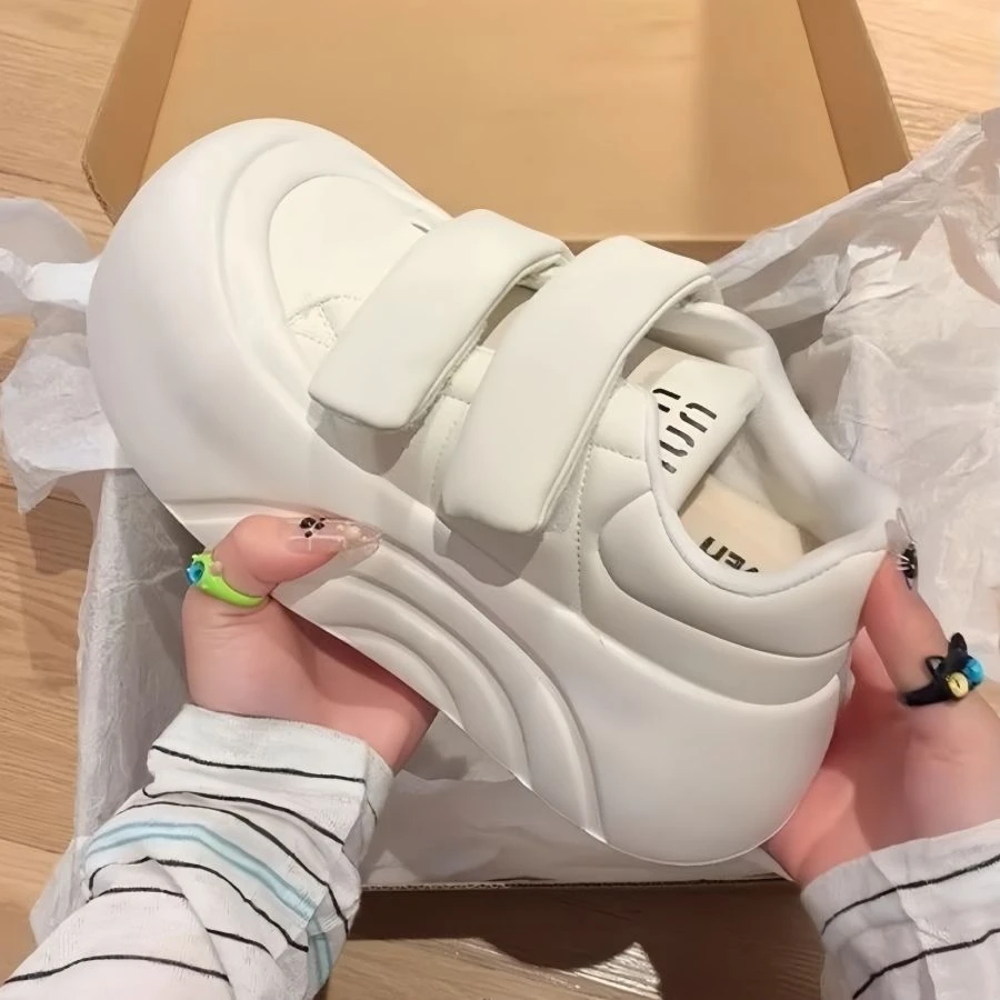 赵露思同款小个子厚底增高魔术贴小白鞋女夏季新款百搭休闲云朵鞋