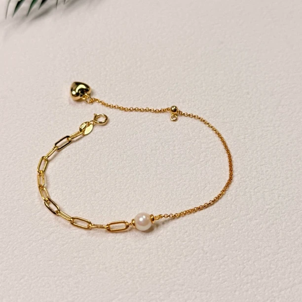 【六六中古】孤品简约海水珍珠s925手链as2902手围18以内珠子5.3