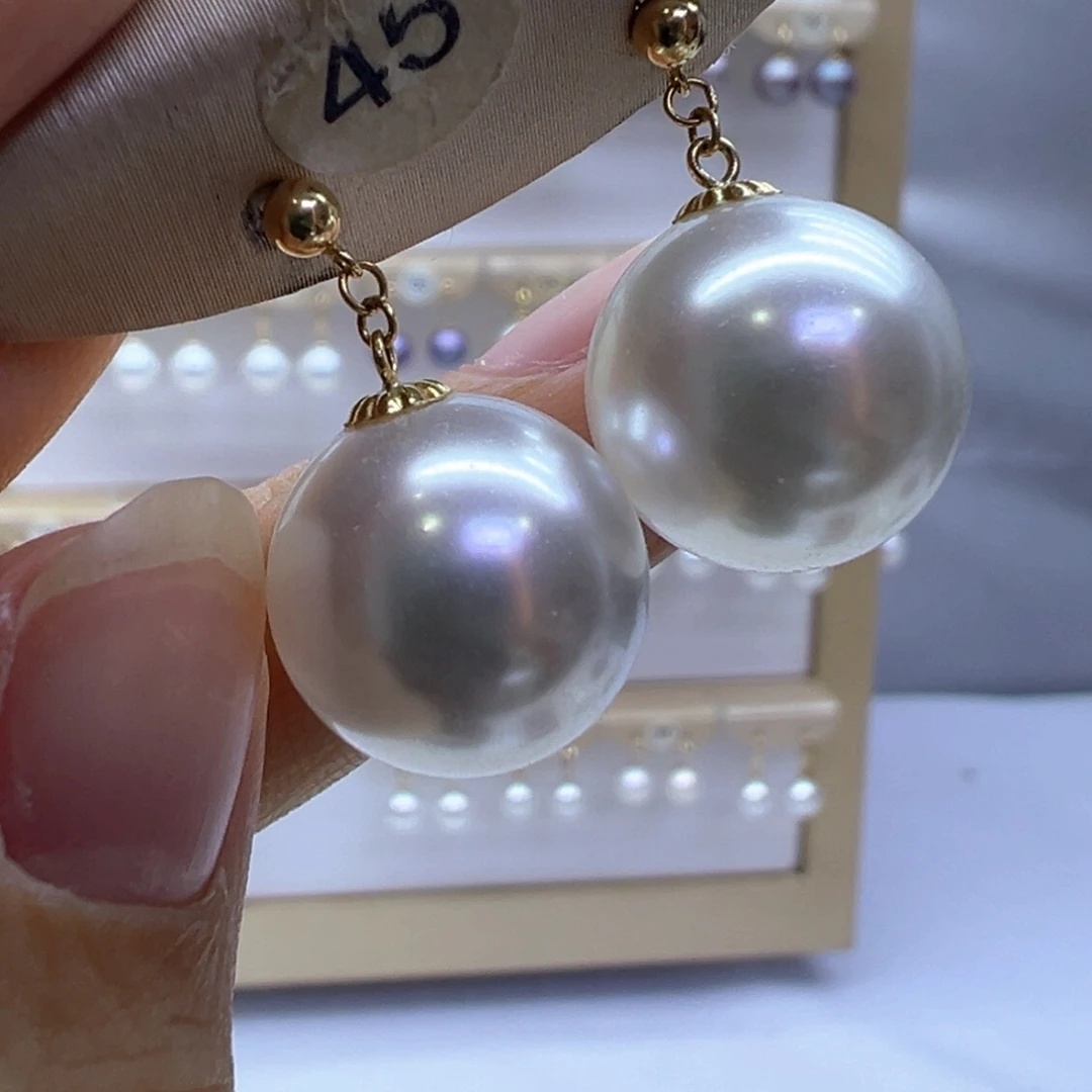 18K金镶嵌淡水珍珠耳饰