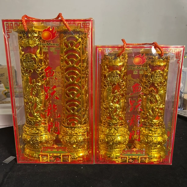 鱼跃龙门无烟水晶防风红蜡烛家用乔迁喜庆节日适用