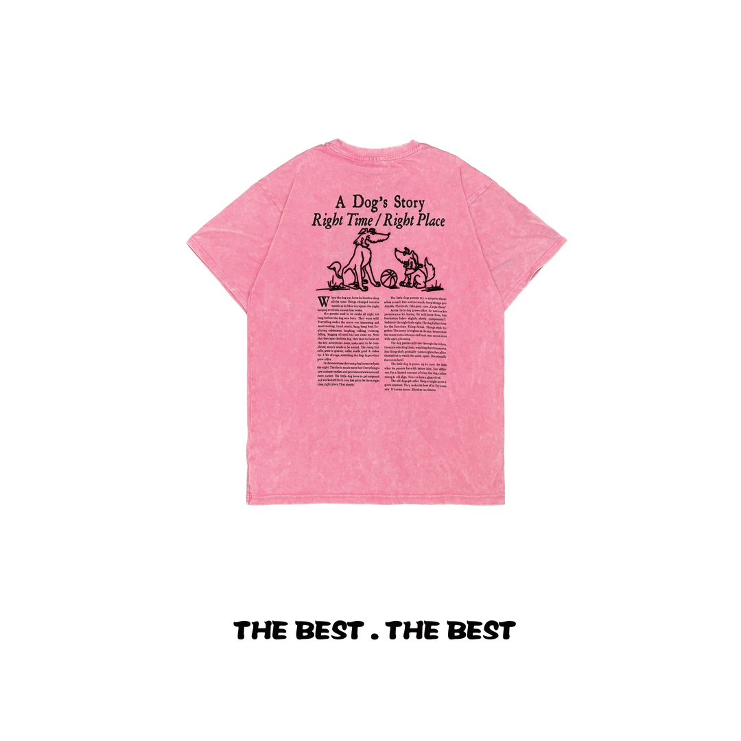 0388【夏季新款】前后字母篮球狗狗潮牌砂洗圆领短袖（P0366）