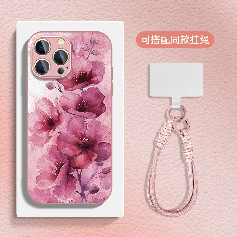 适用于苹果16华为OPPO小米VIVO简约个性金属漆小羊皮手机壳HA0447