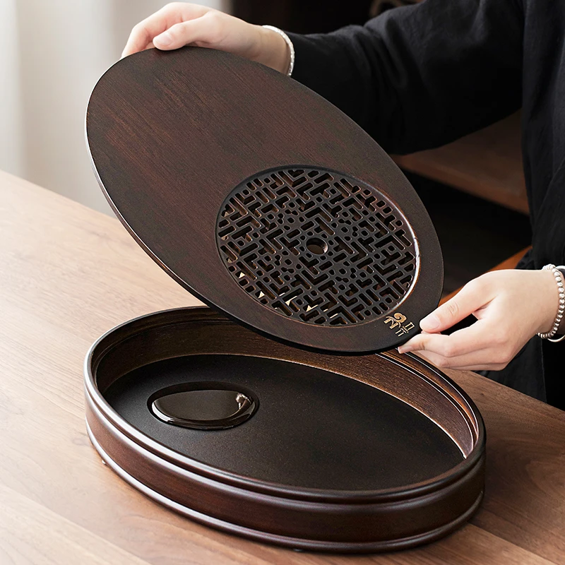 2025新款沥水茶托盘干泡盘储水式茶海椭圆茶盘家用小型茶台泡茶盘