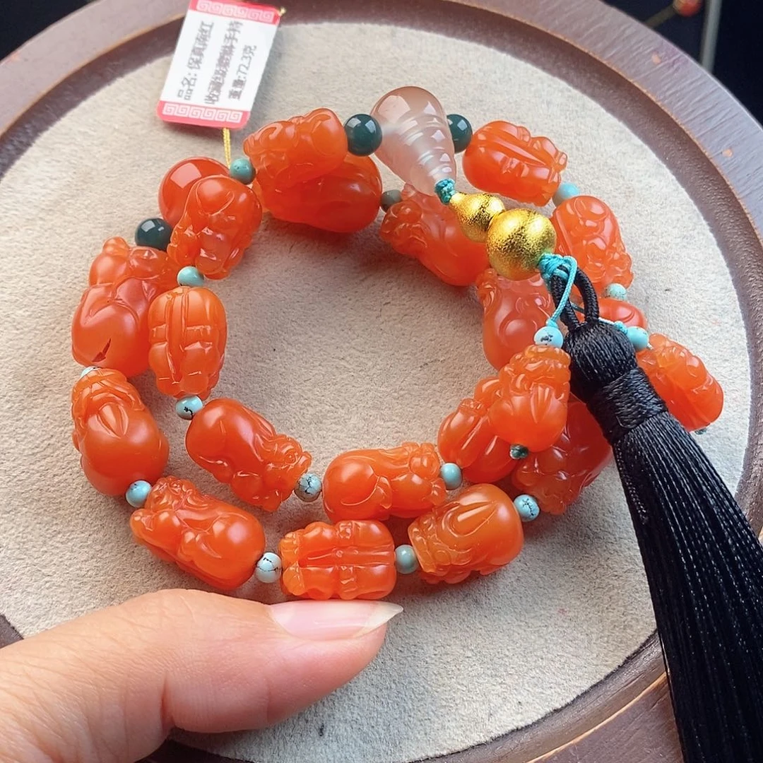 未镶嵌多圈南红玛瑙