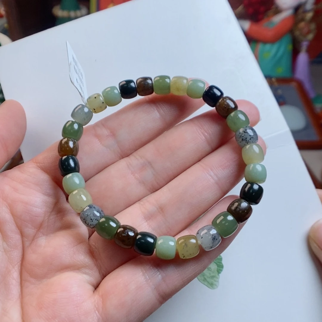 和田玉手链未镶嵌7直切