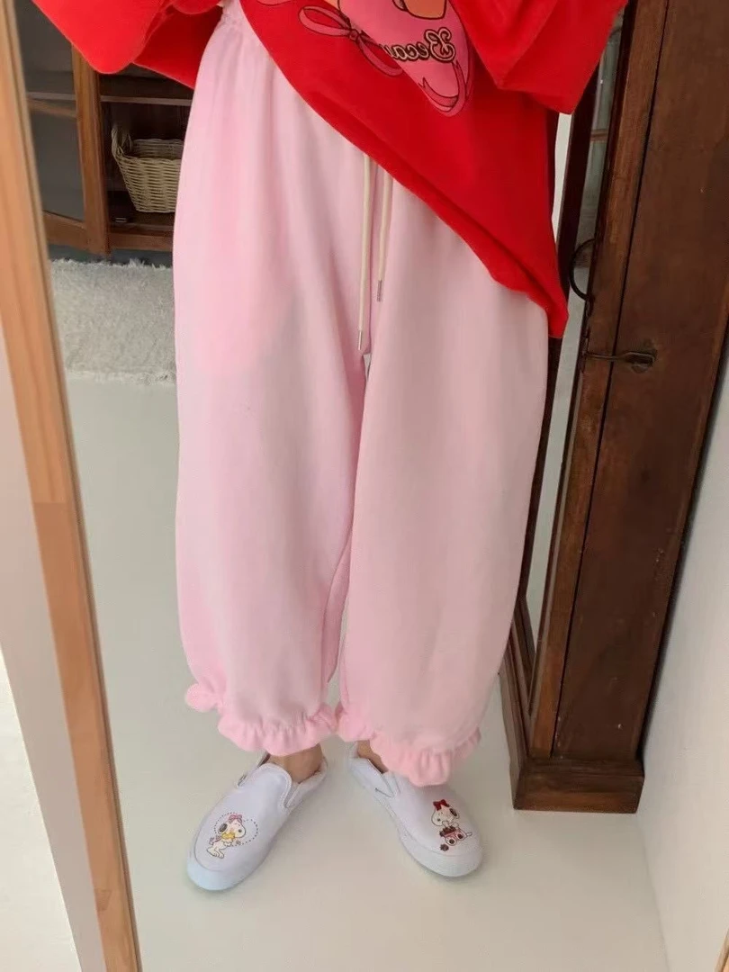 韩国东大门正品女装时尚花边卫裤休闲裤030404（NO退NO换）