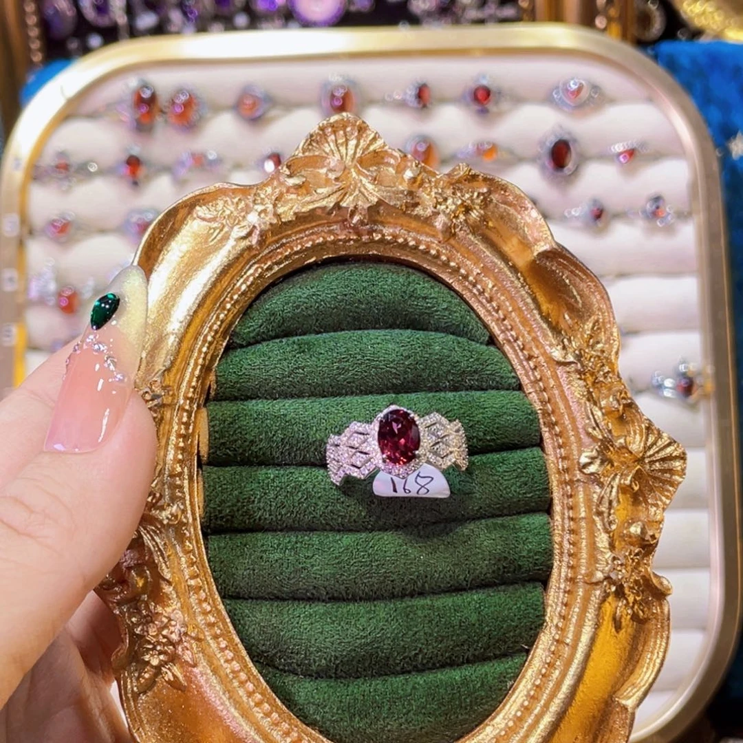 活***光925银镁铝石榴蕾丝戒指