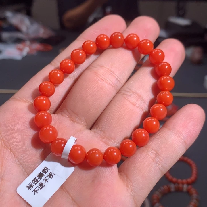 南红玛瑙未镶嵌单圈8mm➕冷水河柿子红