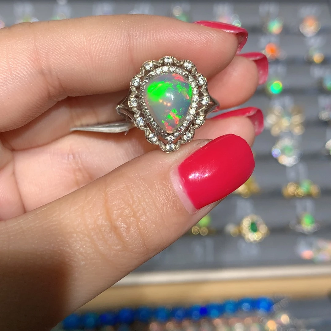 银S925镶嵌欧泊欧泊戒指l