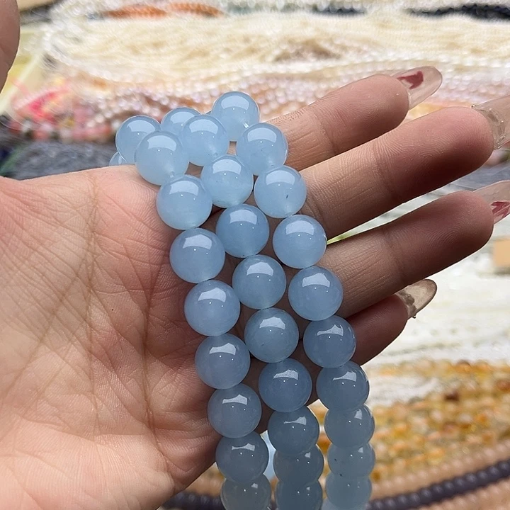 玛瑙/玉髓珠宝半成品未镶嵌一条12mm左右海蓝宝