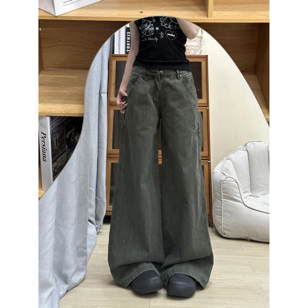 美式阔腿工装牛仔裤女夏季新款设计感宽松显瘦直筒垂感休闲拖地裤