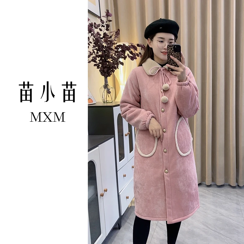 新款连帽雪尼尔冬季三层加厚加绒可外穿家居服冬季中长款夹棉长袍