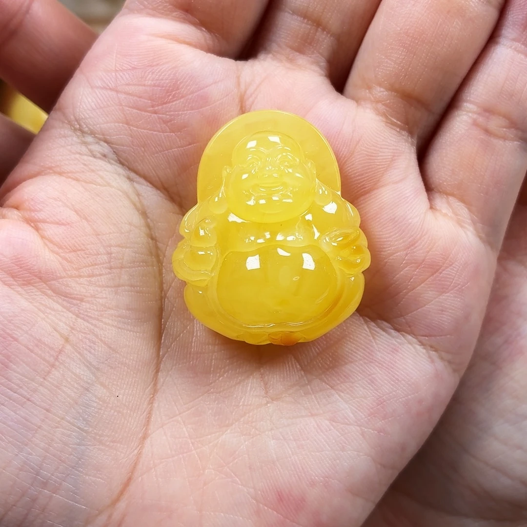蜜蜡未镶嵌颈饰焦皮妖花佛公