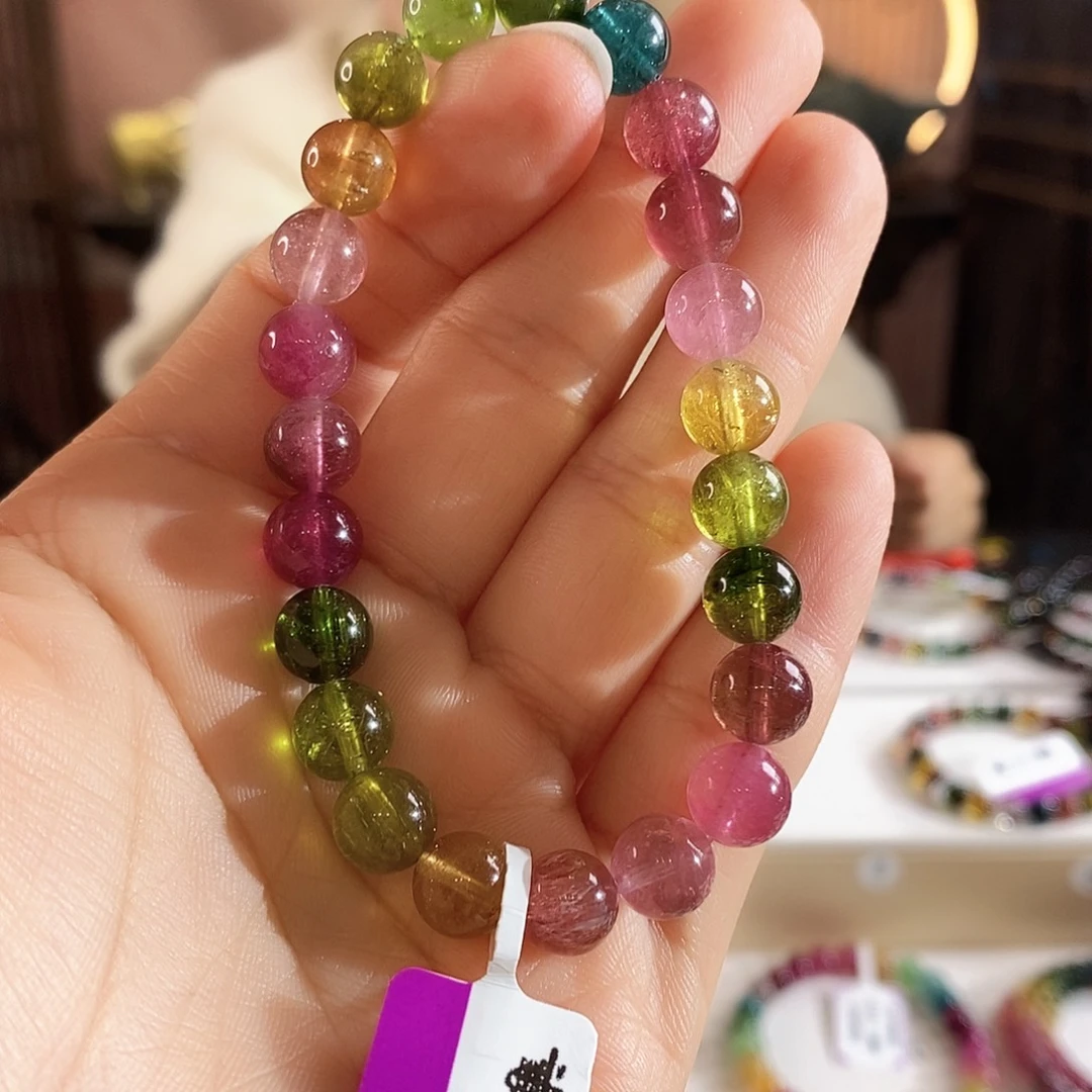 碧玺未镶嵌手链G2174素圈颜色微差