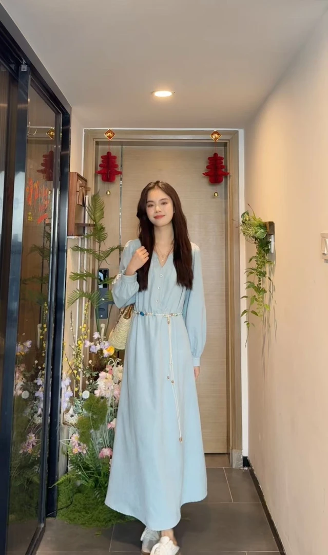 AN.XIN【自由日记】早秋度假风慵懒感宽松简约连衣裙92611