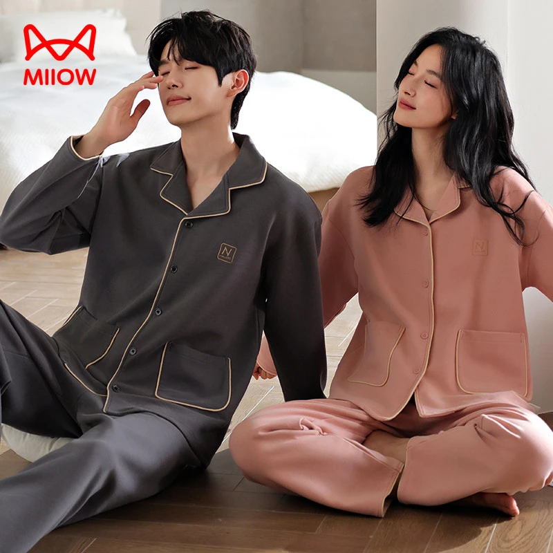 猫人情侣睡衣男士冬季德绒保暖开衫女士家居服套装翻领大码可外穿
