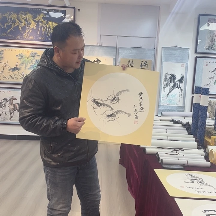 国画黄河春游手绘作品