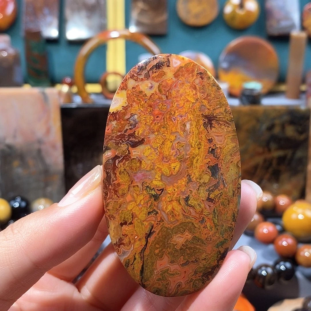 硅化玉天然北票硅化玉牌子未镶嵌中**己天然北票硅化玉牌子