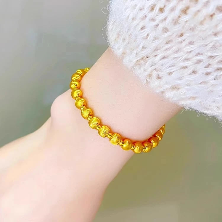 足银手链 爆闪猫眼路路通转运珠手链女车花小金珠手串