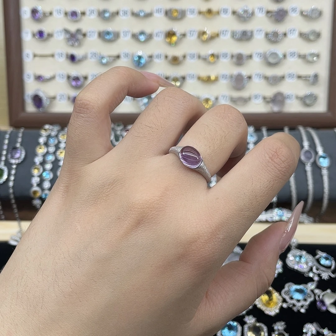 紫晶戒指银S925镶嵌
