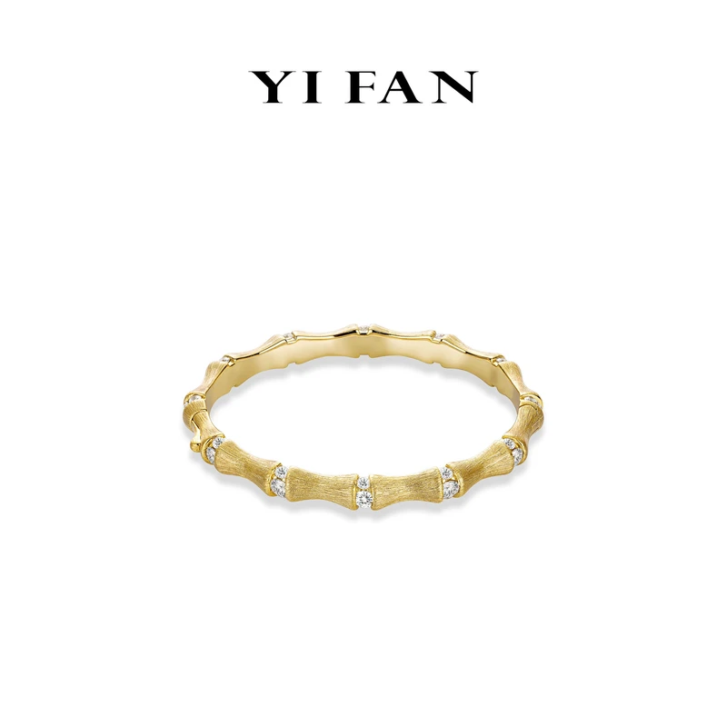 925银合成锆石手镯 4314-气质金色拉花竹节百搭手镯轻奢时尚复古