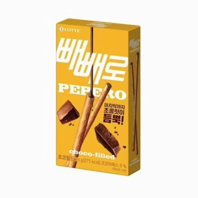 【5盒】韩国进口乐天派派乐巧克力味夹心饼干棒45g休闲零食