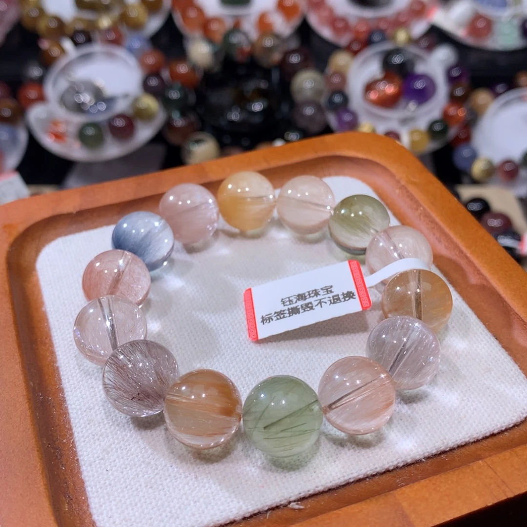 六***宿未镶嵌手串水晶彩兔毛13.6mm