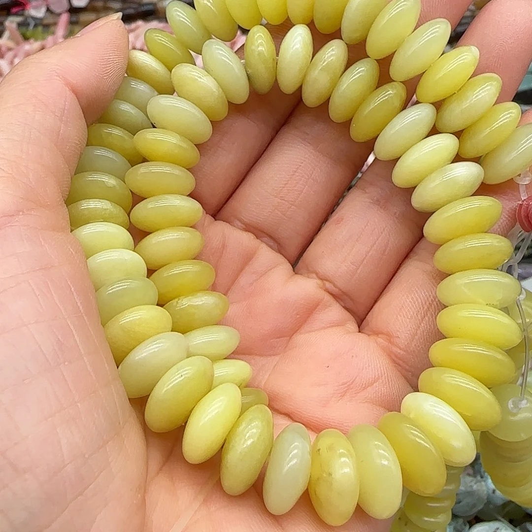 玛瑙/玉髓合金珠宝半成品岫玉11mm飞碟一条