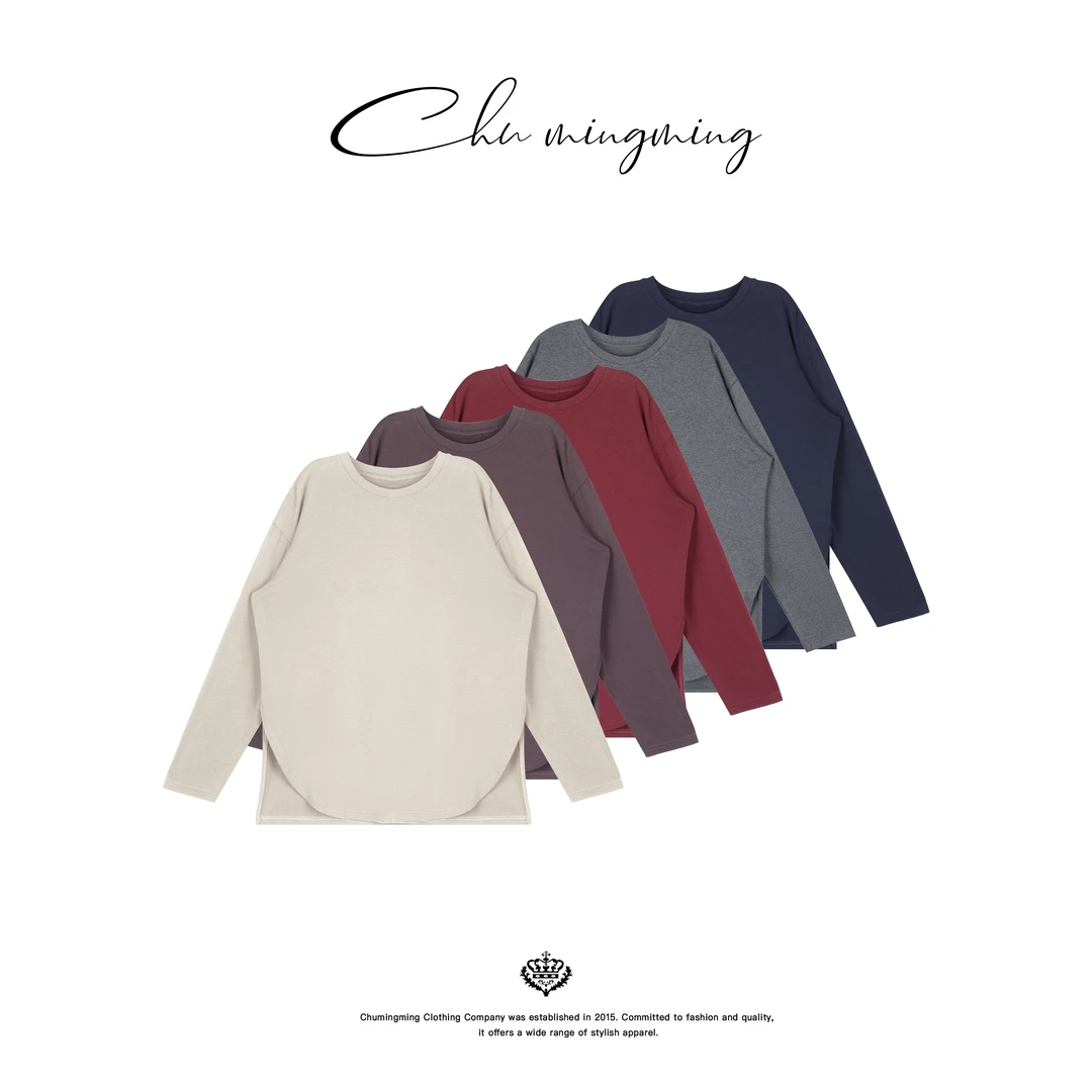 【CHU/2024SSNEW】原创设计休闲时尚百搭宽松侧开叉打底T恤CHU405