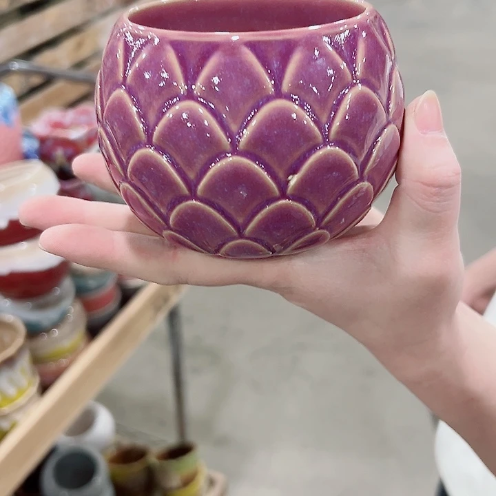 有孔.凑满10元发货多肉陶瓷花盆！