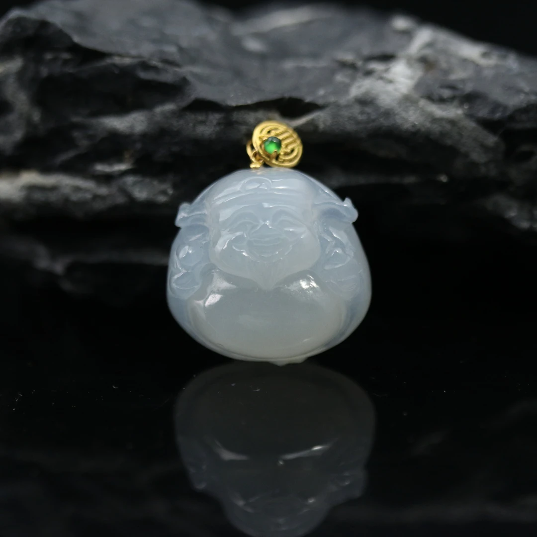 FC6天然缅甸翡翠A货18k财神/100772/保利厦门拍卖