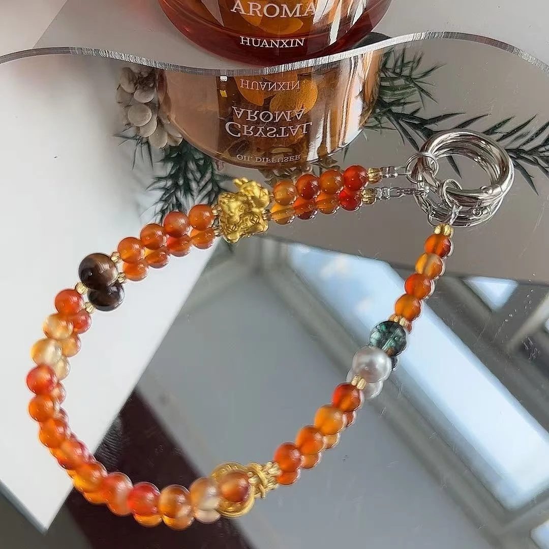 J692  落日瑙瑙貔貅  原创设计手机链