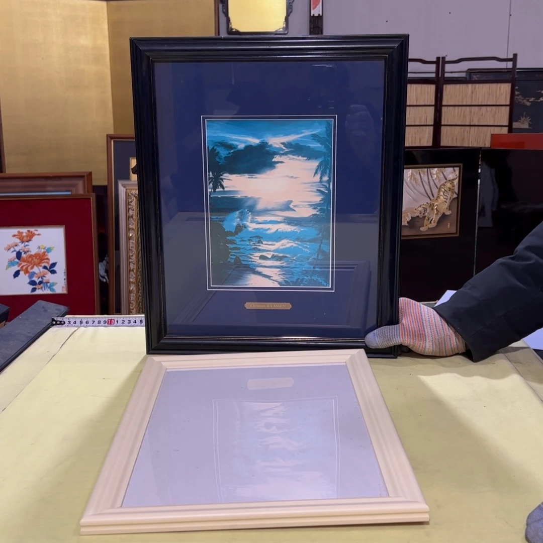 绘画亦**水屏风框画油画版画