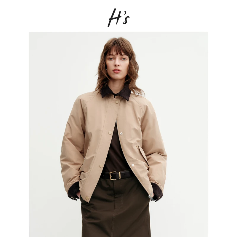 【双面穿】商场同款|H'S巴恩风撞色羽绒服25秋新款外套112509109019
