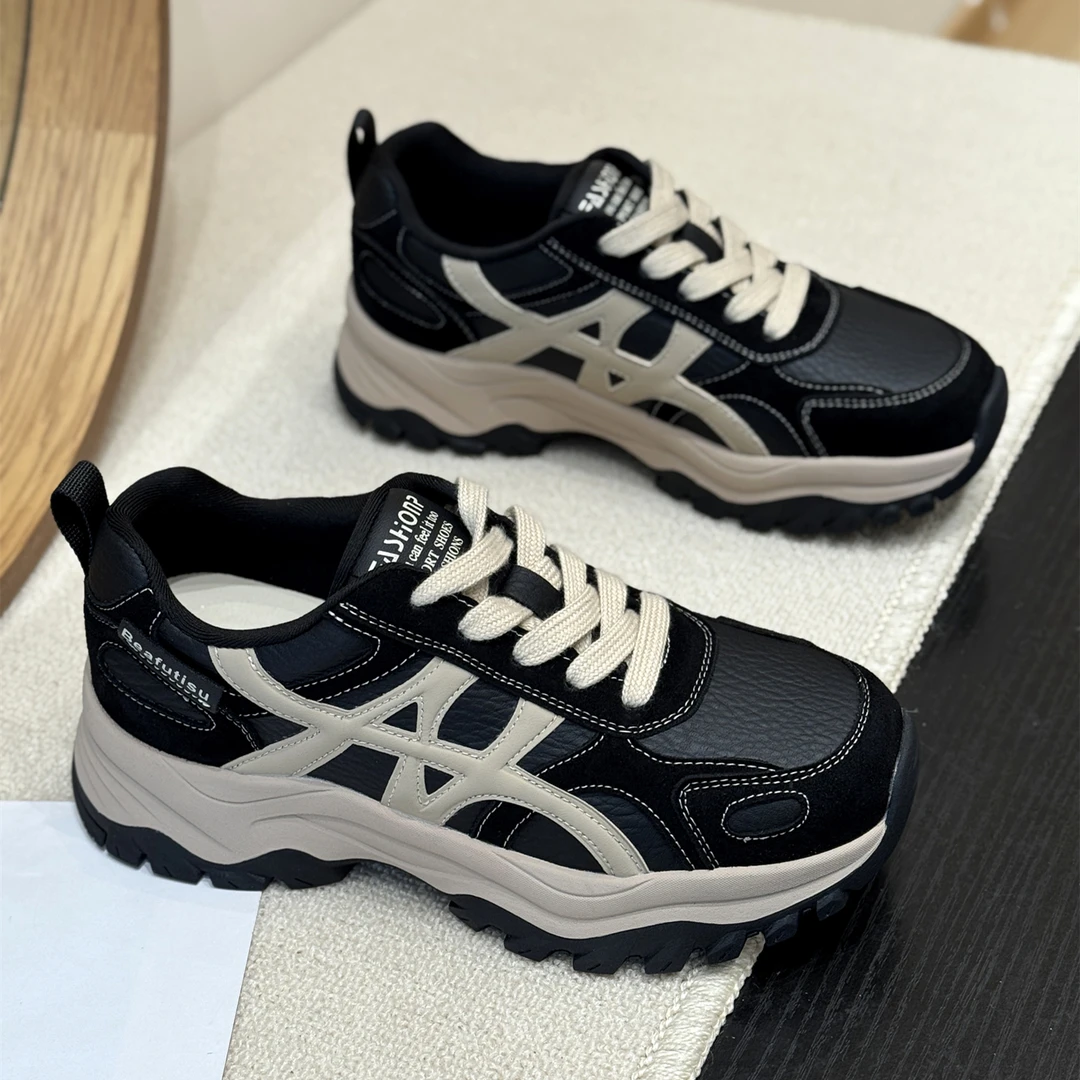 网红港风爆款松糕超火德训鞋女2025新款秋潮流拼色厚底运动休闲鞋