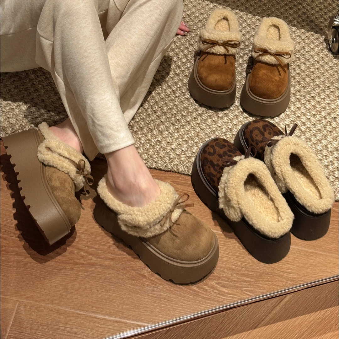 贾不假勃肯鞋2025新款秋冬季超火加绒保暖包头半拖鞋女款厚底棉靴