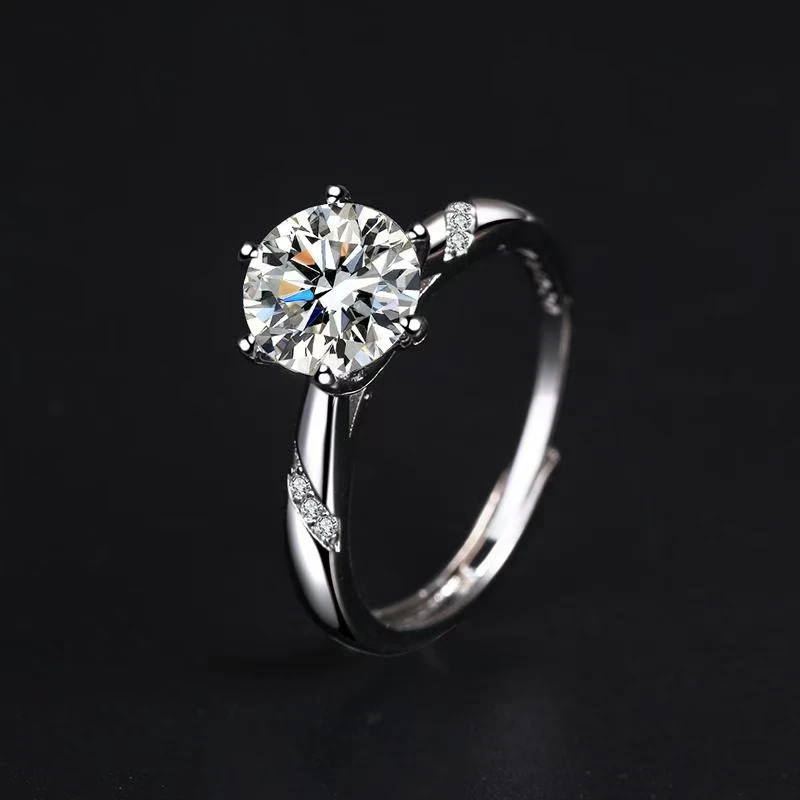 第十代通灵六爪3ct高奢优雅经典百搭调节戒指