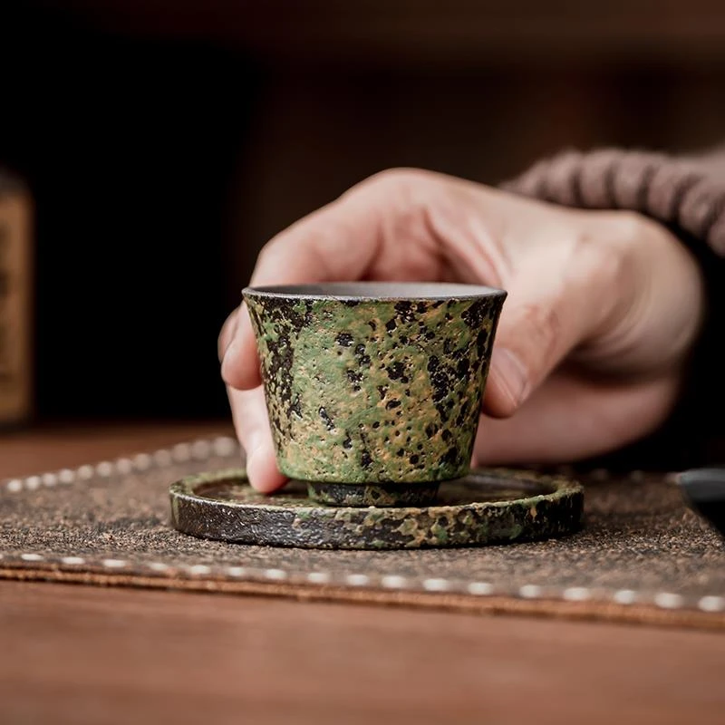 尚器 窑变绿野仙踪马蹄杯复古陶瓷茶杯单个品茗杯功夫茶具杯子