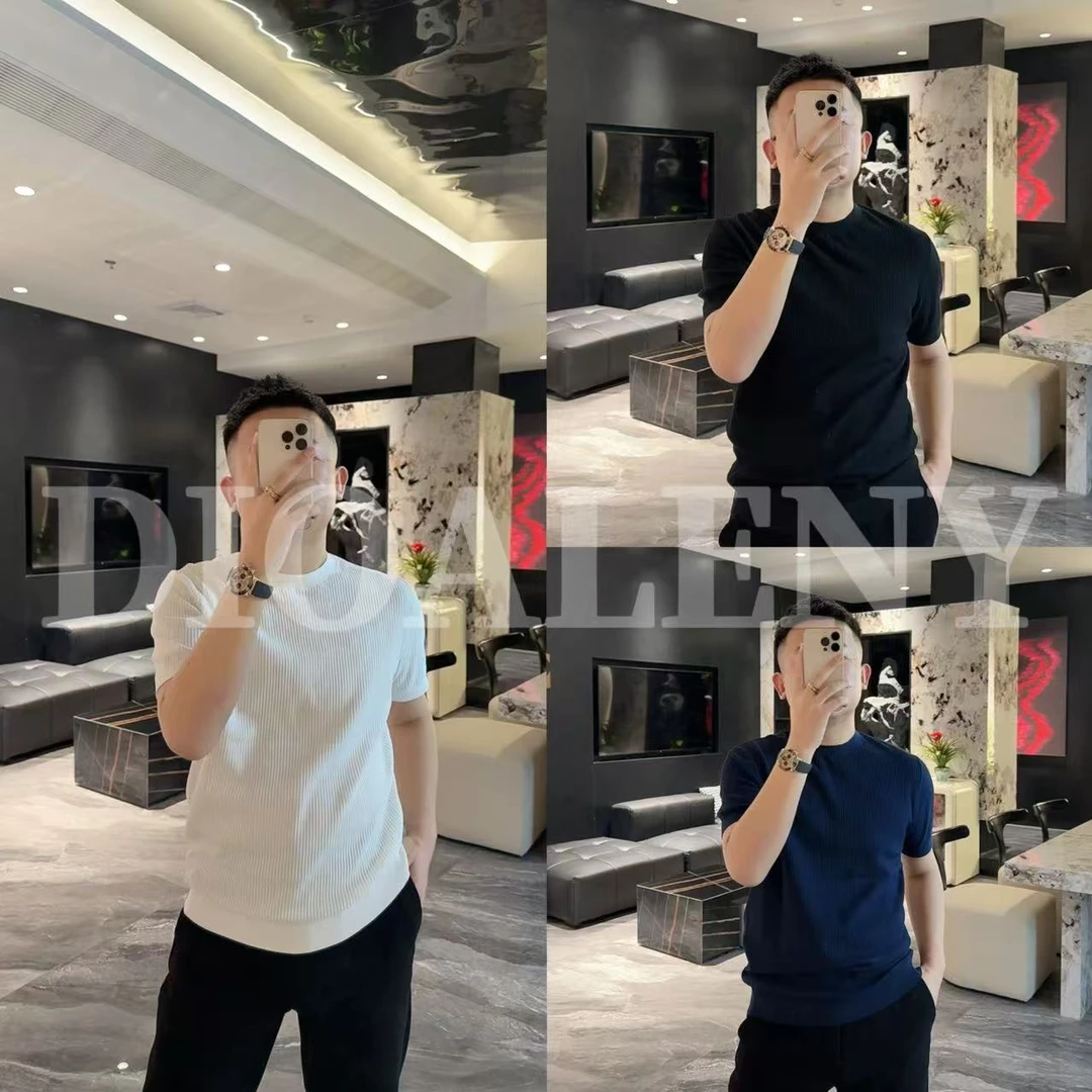 【帅老板】88085春夏轻奢男士T恤100%棉纯色修身舒适短袖