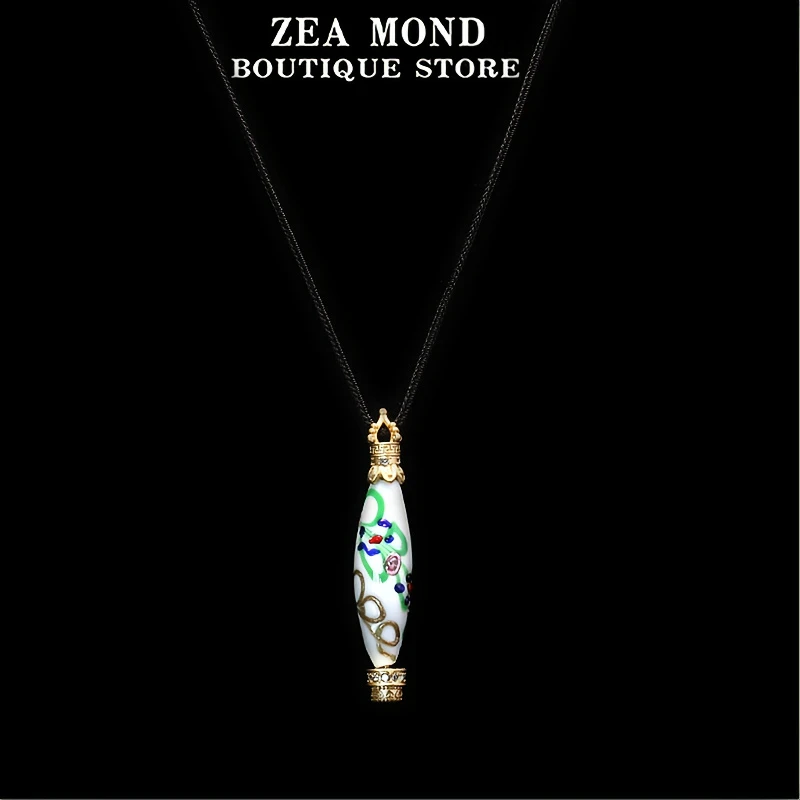铜合金棉绳项链 ZEA MOND国风莫拉若琉璃女士百搭项链FX-XL-4